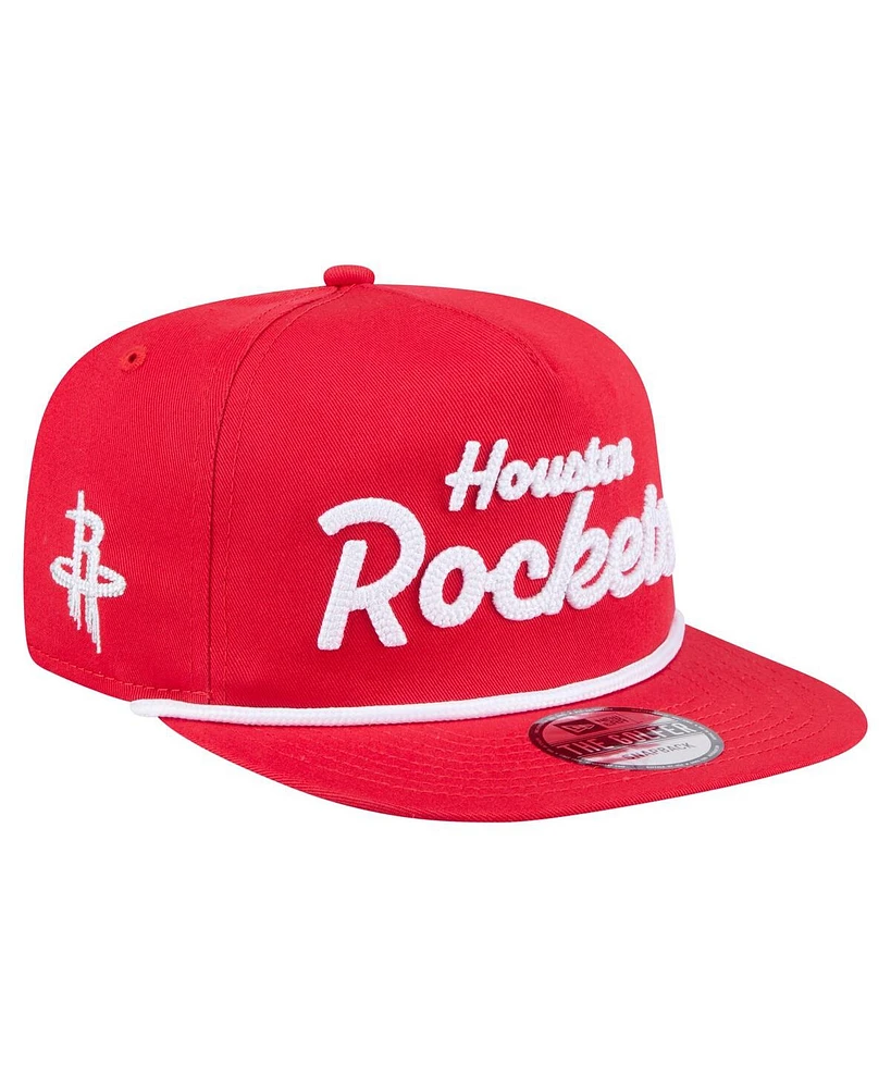 New Era Men's Red Houston Rockets Team Text Golfer Snapback Hat