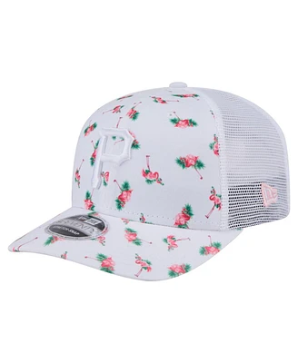 New Era Men's White Pittsburgh Pirates Flamingo Mesh Back 9SEVENTY Stretch-Snap Hat