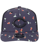 New Era Men's Black Cincinnati Reds Adventure Drinks Pattern 9SEVENTY Stretch-Snap Hat