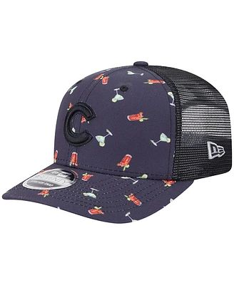 New Era Men's Black Chicago Cubs Adventure Drinks Pattern 9SEVENTY Stretch-Snap Hat