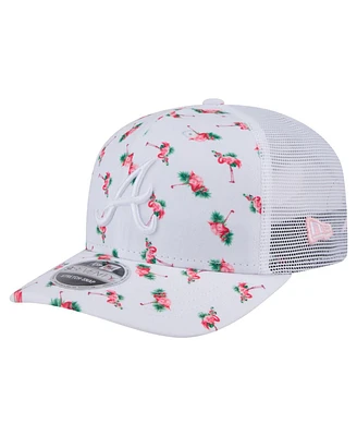 New Era Men's White Atlanta Braves Flamingo Mesh Back 9SEVENTY Stretch-Snap Hat