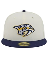 New Era Men's Cream Nashville Predators Chrome Two-Toned 59FIFTY Fitted Hat