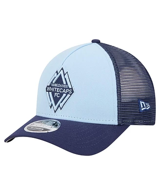 New Era Men's Light Blue Vancouver Whitecaps Fc Color Pack 9FORTY A-Frame Adjustable Trucker Hat