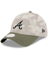New Era Women's Light Beige/Olive Atlanta Braves 2025 Armed Forces Day 9TWENTY Adjustable Hat