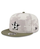 New Era Men's Light Beige/Olive Houston Astros 2025 Armed Forces Day Split Panel 9FIFTY Snapback Hat