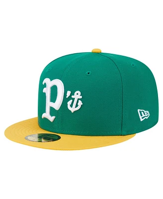 New Era Men's Green/Yellow Stockton Ports Authentic Collection 59FIFTY Fitted Hat