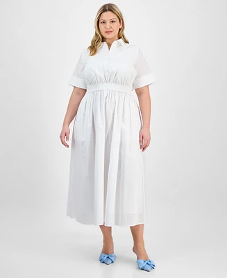 On 34th Trendy Plus Short-Sleeve Popover Shirtdress, Exclusively at Macy's