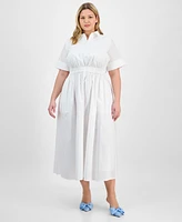 On 34th Trendy Plus Short-Sleeve Popover Shirtdress, Exclusively at Macy's