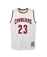 Mitchell & Ness Big Boys and Girls LeBron James White Cleveland Cavaliers 2015-16 Hardwood Classics Swingman Throwback Home Jersey