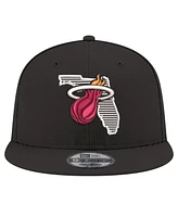 New Era Men's Black Miami Heat State Pride 9FIFTY Snapback Hat