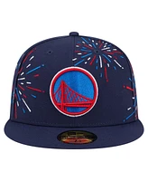 New Era Men's Navy Golden State Warriors Americana Fireworks 59FIFTY Fitted Hat