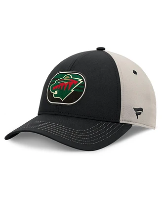Fanatics Men's Black/Gray Minnesota Wild 2025 Stanley Cup Playoffs Locker Room Trucker Adjustable Hat