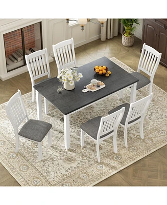 7-Piece Dining Set with Upholstered Chairs