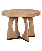 5-Piece Retro Rustic Functional Dining Set Unique Geometric Design, 1 Extendable Table with a 16-inch Leaf and 4 Upholstered Chairs Ideal for Dining R