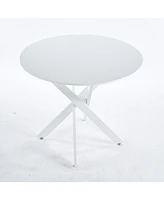 Modern Round Dining Table with Cross Metal Legs