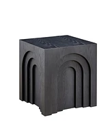 15.74" Square Side Table Small Coffee Table Accent Table Bedside Table for Living Room Bedroom,Black