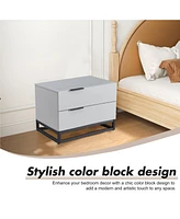 Grey Nightstand with 2 Drawers for Closet, Bedroom, or Entryway