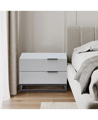 Grey Nightstand with 2 Drawers for Closet, Bedroom, or Entryway