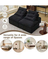 Modular L-Sofa: Diy, Corduroy Fabric, Neck Pillow, Lumbar Pillow, Black