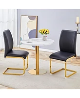 Elegant Round Marble Table & 2 High-Resilience Chairs