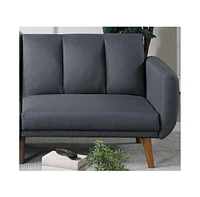 Blue Grey Convertible Sofa with Wooden Legs