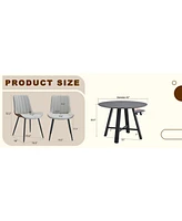 42" Round Dining Set: Gray Wood Table