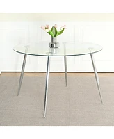 Modern Round Glass Dining Set (Table & 6 Black Chairs)
