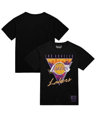 Mitchell & Ness Men's Black Los Angeles Lakers Worldwide Collection Tri-Logo T-Shirt