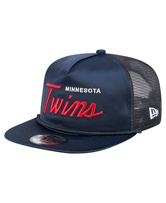 New Era Men's Navy Minnesota Twins Retro Satin Script Golfer Adjustable Hat