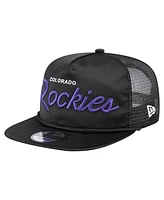 New Era Men's Black Colorado Rockies Retro Satin Script Golfer Adjustable Hat