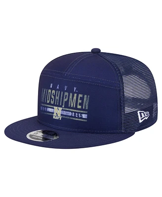 New Era Men's Navy Midshipmen Split Panel 9FIFTY Snapback Trucker Hat