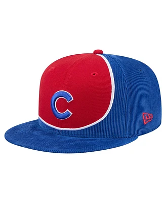 New Era Men's Royal/Red Chicago Cubs Retro Split Corduroy Snapback Hat