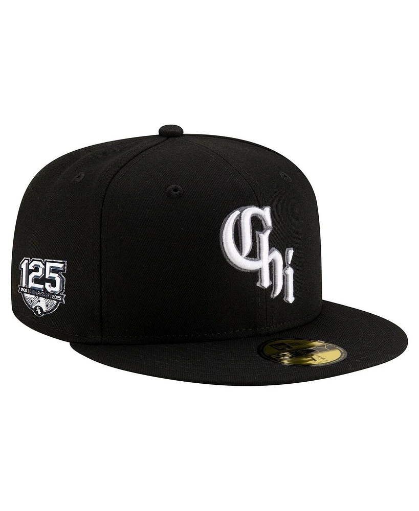 New Era Men's Black Chicago White Sox 125th Anniversary 59FIFTY Snapback Hat