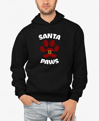 La Pop Art Men's Santa Paws Word Hooded Sweatshirt