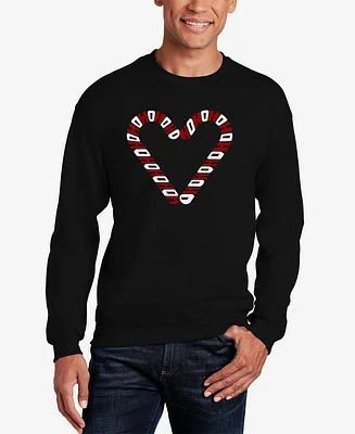 La Pop Art Men's Candy Canes Word Crewneck Sweatshirt