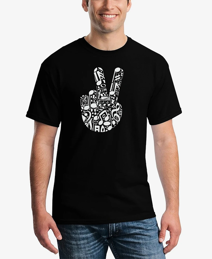 La Pop Art Men's Peace Finger Notes Word T-Shirt