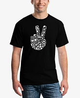 La Pop Art Men's Peace Finger Notes Word T-Shirt