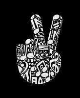 La Pop Art Men's Peace Finger Notes Word Hooded Sweatshirt