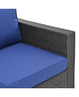 Pe Rattan Patio Furniture Set, Sectional Sofa, Cushions & Glass Table