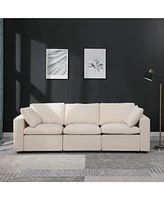 Modular Sectional Sofa, 3 Piece Sectional Sofa Set, Armless Chair/Two Corner Chairs, Chenille Beige
