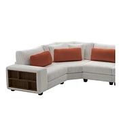 Modular Three-seat Corner Sofa, Wooden Frame Locker with Armrests, Stylish and Comfortable, Cream Style, Beige