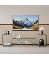 Clear Glass Tv Table, Tempered Clear Glass Tv Stand for Living Room