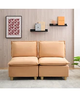 58" Pumpkin Flannel Sofa with Minimalist Row Design