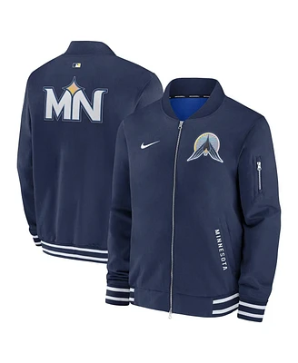 Nike Men's Navy Minnesota Twins Authentic Collection City Connect Full-Zip Bomber Jacket