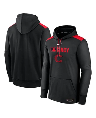Nike Men's Black Cincinnati Reds Authentic Collection City Connect Therma Pullover Hoodie