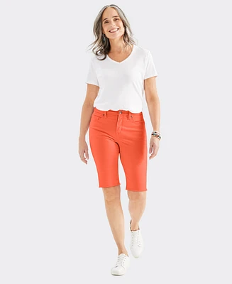 Style & Co Women's Mid-Rise Raw-Edge Bermuda Jean Shorts, Created for Macy's