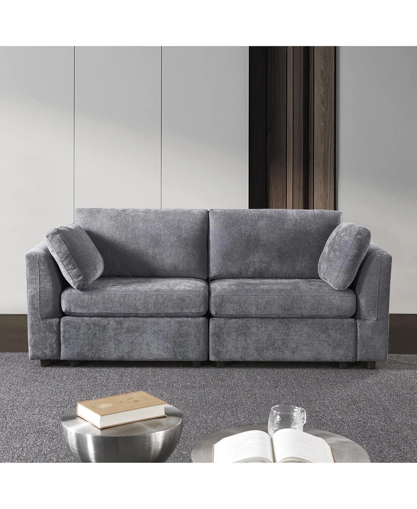 modular sofa whitechenille fabric, simple and grand, the seat and back is very soft. this is also a Knock Down sofa