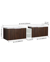 Modern Wall Mounted Vanity with Resin Sink, Storage Shelves, and Soft-Closing Doors