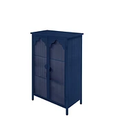 2 Doors Metal Storage Cabinet, Display Cabinet with Glass Doors, Metal Kitchen Sideboard Buffet Cabinet, Glass Storage Cabinet for Dining Room, Living