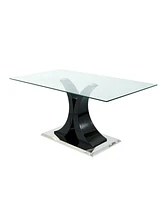 63" Glass Table with Stainless Steel Base (Set of 1)